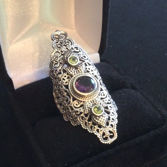 Treasure Of Morocco Genuine Amethyst, Peridot Ring - Picture 3 of 11